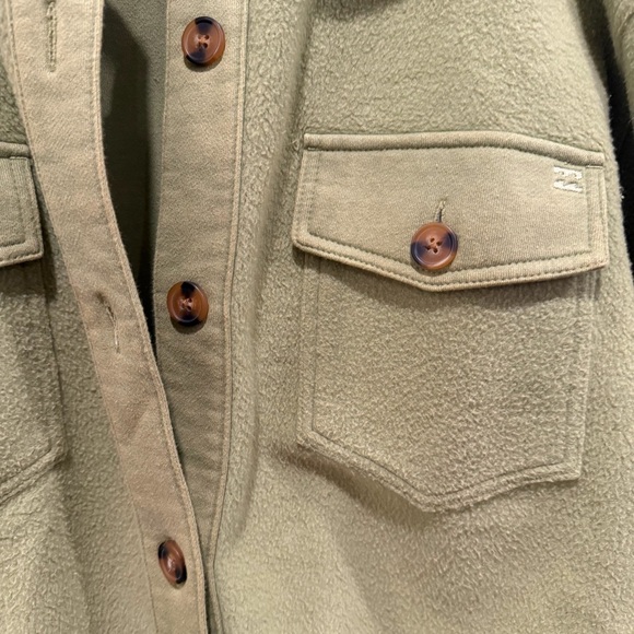 Billabong Olive Green Button Shirt Jacket Shacket Heavyweight Large - Picture 2 of 5
